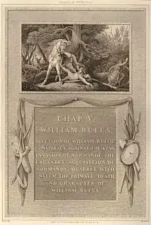 "Death of William Rufus," illustration accompanying Chapter V in Bowyer's 1793 printing of David Hume's The History of England