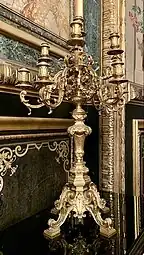 Candelabrum with eleven lights; by Ferdinand Barbedienne; 1861; gilt bronze; height: 83.7 cm, length: 49.4 cm; Napoleon III Apartments