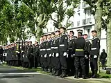 Russian and Mexican sailors during the military parade of 14 July 2012 in Brest.