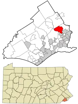 Location in Delaware County and the U.S. state of Pennsylvania