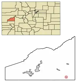 Location of the Town of Crawford in the Delta County, Colorado.