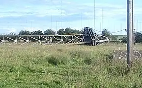 A radio mast after demolition in 2004