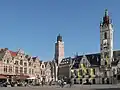 Market square with pubs and town hall