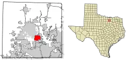 Location of Corinth in Denton County, Texas