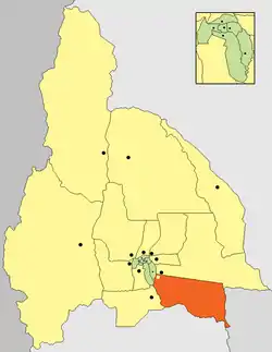 location of Departamento 25 de Mayo in San Juan Province