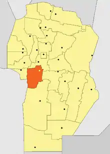 Location of Calamuchita Department in Córdoba Province