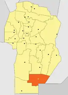 Location of Presidente Roque Sáenz Peña Department in Córdoba Province