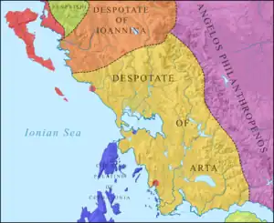 Map of the Despotate of Arta in 1390