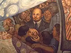 Detail of Man, Controller of the Universe, fresco at Palacio de Bellas Artes showing Vladimir Lenin