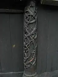 Corner column (from one of the earlier churches) on the north wall