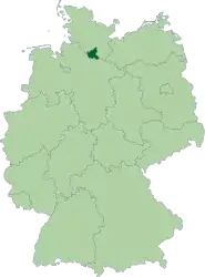 Map of Germany with the location of Hamburg highlighted