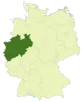 Map of Germany: Position of Nordrhein-Westfalen highlighted