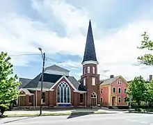 46 Dexter street, Providence Hmong Church, formerly Advent Christian Church (1909); 54/56 Dexter Street next to it.