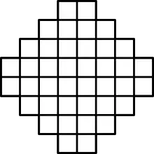 An Aztec diamond of order 4, which has 1024 domino tilings