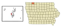 Location of Wahpeton, Iowa