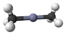 Ball-and-stick model of dimethylzinc