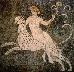 Dionysos riding a leopard, Macedonian mosaic from Pella, Greece (fourth century BC)