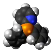 Space-filling model of the diphenyl-2-pyridylphosphine molecule