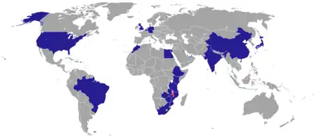 Image 8Locations of Malawian diplomatic embassies or high commissions  (from Malawi)