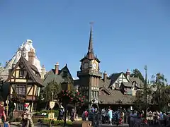 Fantasyland(Peter Pan's Flight in the foreground and the Matterhorn Bobsleds in the background)