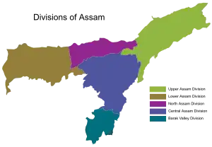 The five divisions of Assam