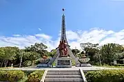 A monument to the construction of Dolsan Bridge in the park (2018)