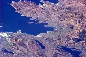 Lough Erne from the International Space Station (lower right).