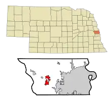 Location of Elkhorn, Nebraska, prior to its annexation