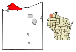 Location of the city of Superiorin Douglas County, Wisconsin