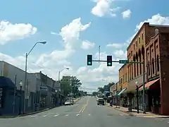 Downtown Ozark, AR on US Route 64/Hwy. 23 facing west.  May 2013