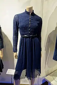 Photograph of a dress with a blue belt