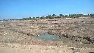 Dried river in February as seen from Ghat