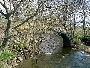 The ancient and ruined Drumachloy Bridge over the Drumachloy Burn