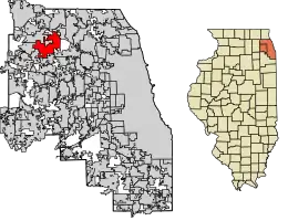 Location of Schaumburg in Cook and DuPage Counties, Illinois