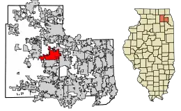 Location of St. Charles in Kane and DuPage Counties, Illinois