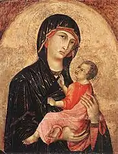 In the 1280s, Duccio also painted the Christ child dressed in pink