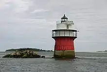 Duxbury Pier Light in Plymouth harbor.