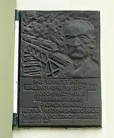 Plaque to Ernest Malinowski's memory.