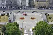 Aerial view of the station entrances