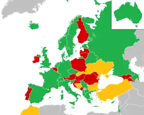 A coloured map of the countries of Europe