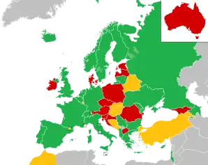 A coloured map of the countries of Europe