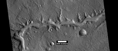 Branched channel, as seen by HiRISE under HiWish program.