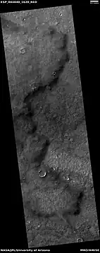 Edge of lava flow, as seen by HiRISE under HiWish program