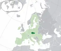 Map showing the Czech Republic in Europe