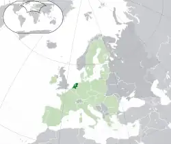 Map showing the Netherlands in Europe