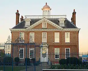 Forecourt walls, piers, railings and gates of Eagle House