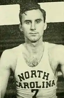 A basketball player wearing a jersey that reads "North Carolina".