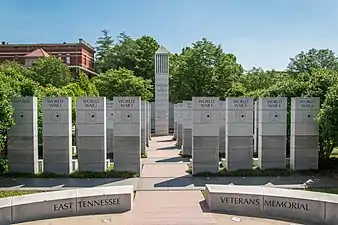 East Tennessee Veterans Memorial located in the northern portion of the park.