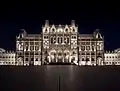 East façade at night