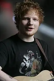 Singer Ed Sheeran performing